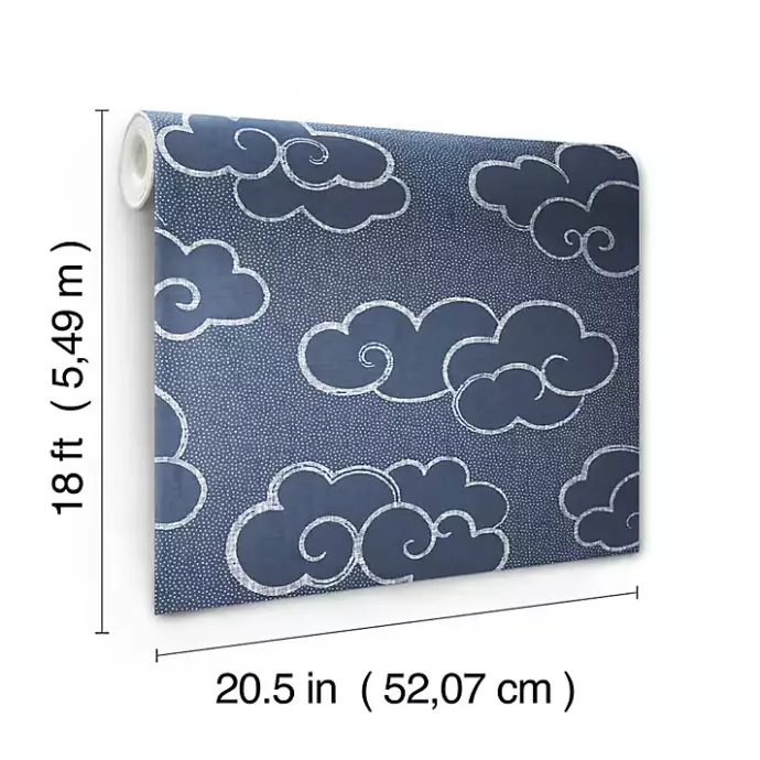 Discount Kirklands Home Navy Cloudy Skies Peel & Stick Wallpaper Blue