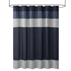 Clearance Kirklands Home Navy Colorblock Silky Shower Curtain Blue