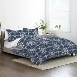 Sale Kirklands Home Navy Daisy Medallion Queen 3-pc. Comforter Set Blue