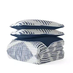 Kirklands Home Navy Diamond Line Reversible 3-pc. Queen Quilt Set