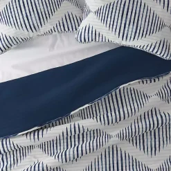 New Kirklands Home Navy Diamond Line Reversible 3-pc. King Quilt Set