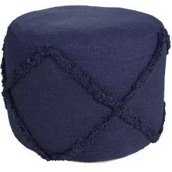 Clearance Kirklands Home Navy Diamond Tufted Pouf Blue