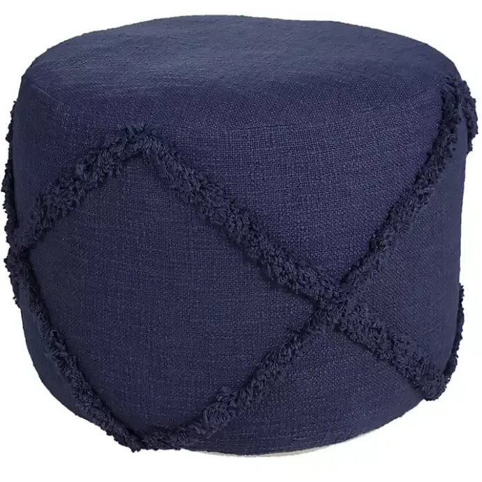 Clearance Kirklands Home Navy Diamond Tufted Pouf Blue