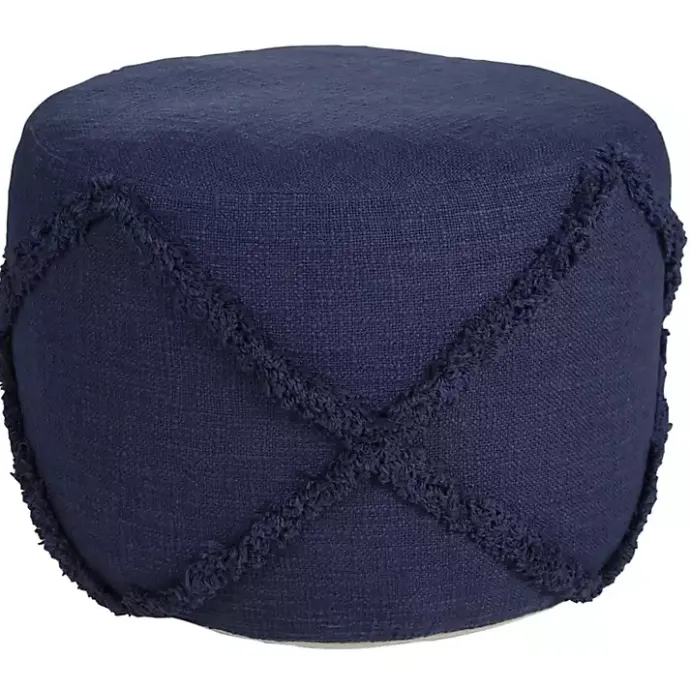 Clearance Kirklands Home Navy Diamond Tufted Pouf Blue