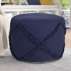 Clearance Kirklands Home Navy Diamond Tufted Pouf Blue