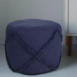 Clearance Kirklands Home Navy Diamond Tufted Pouf Blue