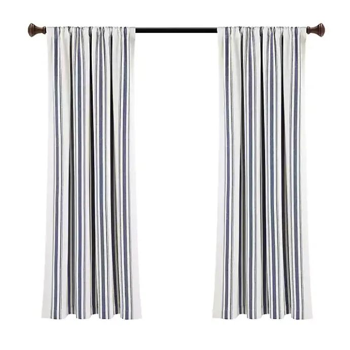 Best Kirklands Home Navy Farmhouse Stripe Curtain Panels, Set of 2