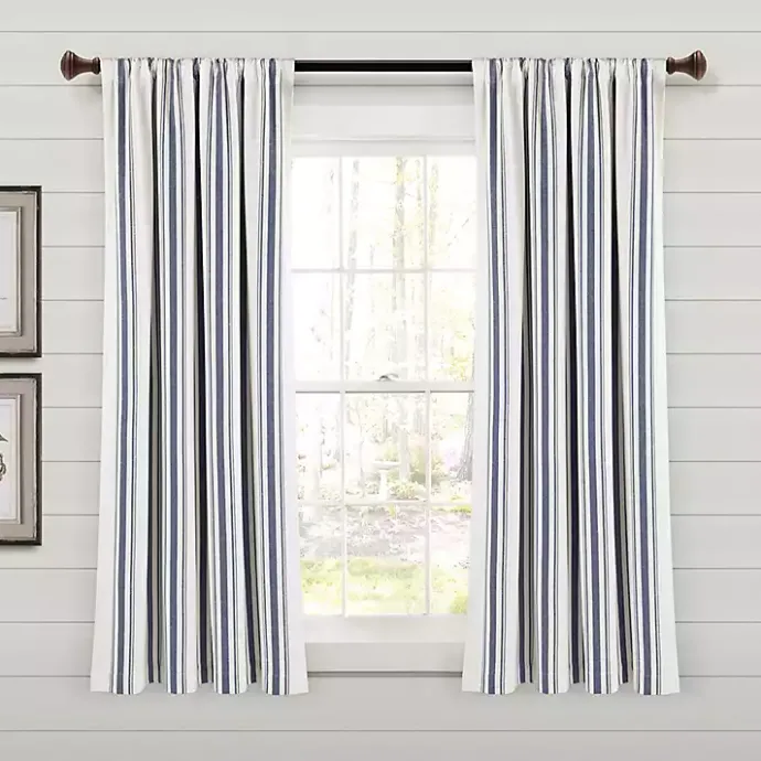 Best Kirklands Home Navy Farmhouse Stripe Curtain Panels, Set of 2