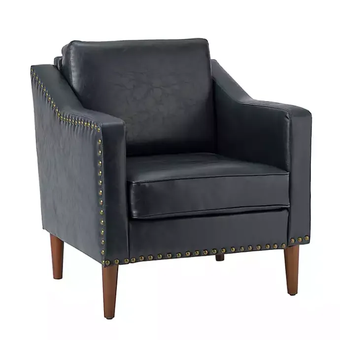 Kirklands Home Navy Faux Leather Bonita Accent Chair Blue