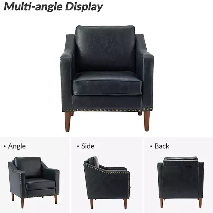 Kirklands Home Navy Faux Leather Bonita Accent Chair Blue