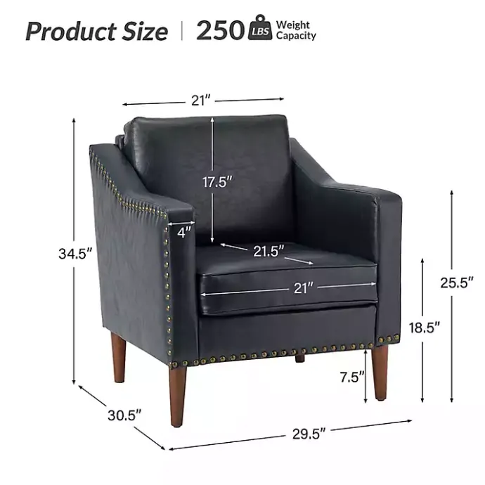 Kirklands Home Navy Faux Leather Bonita Accent Chair Blue