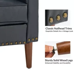 Kirklands Home Navy Faux Leather Bonita Accent Chair Blue