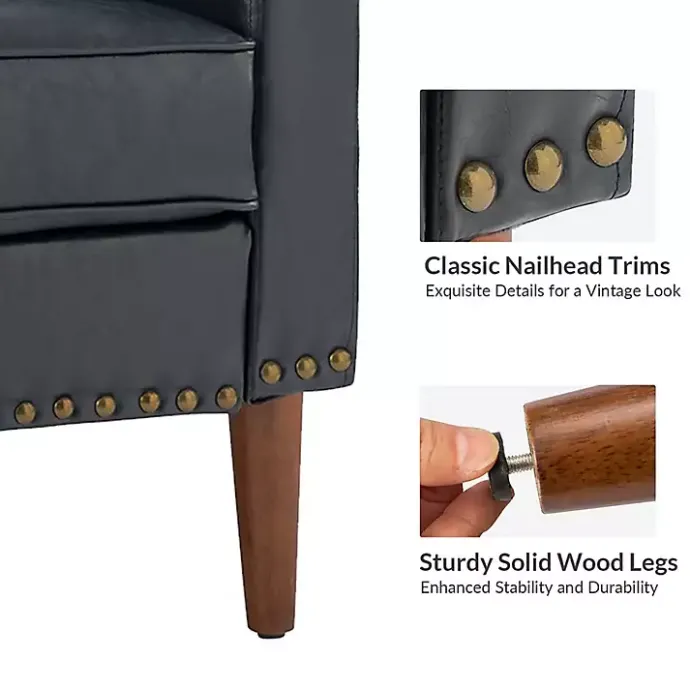 Kirklands Home Navy Faux Leather Bonita Accent Chair Blue