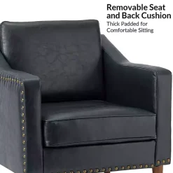 Kirklands Home Navy Faux Leather Bonita Accent Chair Blue