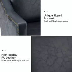 Kirklands Home Navy Faux Leather Bonita Accent Chair Blue