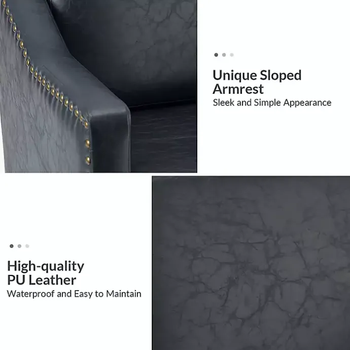 Kirklands Home Navy Faux Leather Bonita Accent Chair Blue