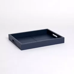 Kirklands Home Navy Faux Leather Decorative Tray Blue