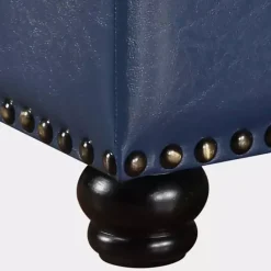Online Kirklands Home Navy Faux Leather Jessy Storage Ottoman Blue