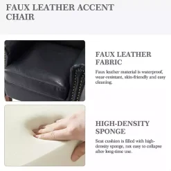 Kirklands Home Navy Faux Leather Nailhead Taylor Armchair Blue