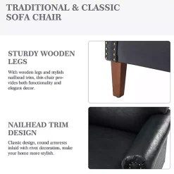 Kirklands Home Navy Faux Leather Nailhead Taylor Armchair Blue