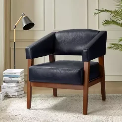 Discount Kirklands Home Navy Faux Leather Nicki Accent Chair Blue