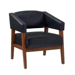 Discount Kirklands Home Navy Faux Leather Nicki Accent Chair Blue