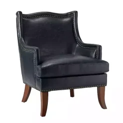 Sale Kirklands Home Navy Faux Leather Wingback Accent Chair Blue