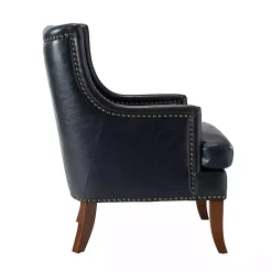 Sale Kirklands Home Navy Faux Leather Wingback Accent Chair Blue