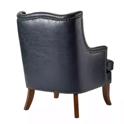 Sale Kirklands Home Navy Faux Leather Wingback Accent Chair Blue