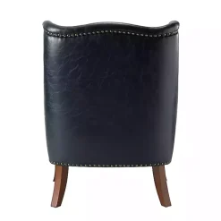 Sale Kirklands Home Navy Faux Leather Wingback Accent Chair Blue