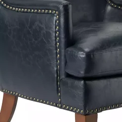 Sale Kirklands Home Navy Faux Leather Wingback Accent Chair Blue