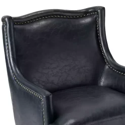 Sale Kirklands Home Navy Faux Leather Wingback Accent Chair Blue
