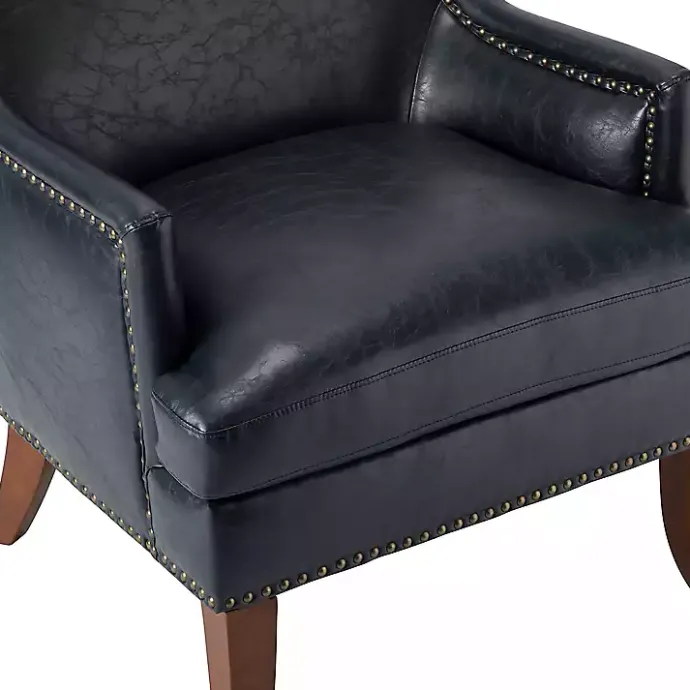 Sale Kirklands Home Navy Faux Leather Wingback Accent Chair Blue
