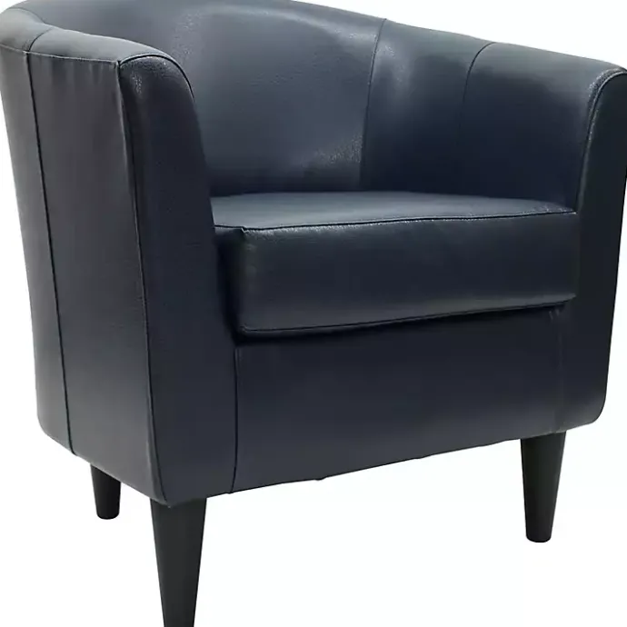 Outlet Kirklands Home Navy Faux Leather Winslow Accent Chair Blue