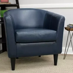 Outlet Kirklands Home Navy Faux Leather Winslow Accent Chair Blue