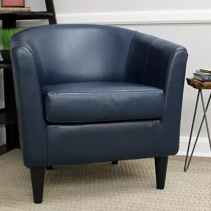 Outlet Kirklands Home Navy Faux Leather Winslow Accent Chair Blue