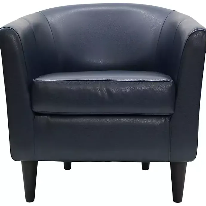 Outlet Kirklands Home Navy Faux Leather Winslow Accent Chair Blue