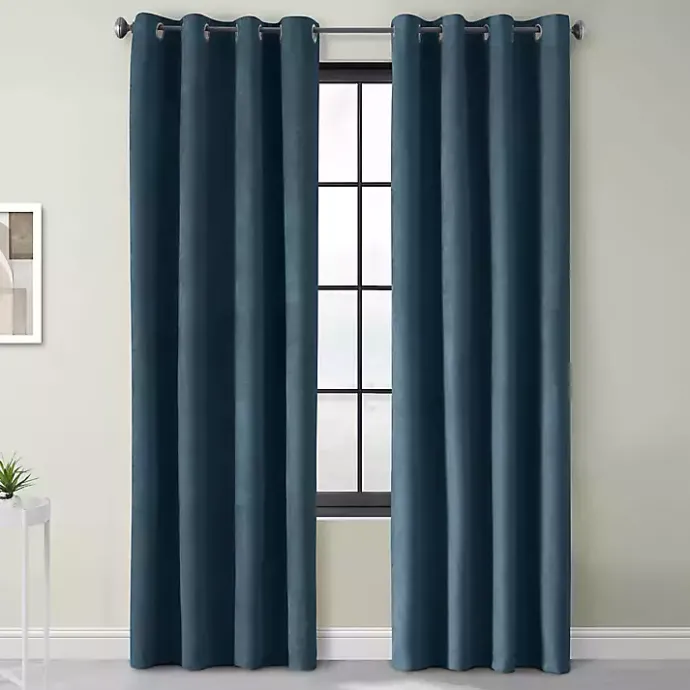 Best Kirklands Home Navy Faux Suede Blackout Curtain Panel, 108 in. Blue