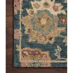 Best Kirklands Home Navy Flora Motif Wool Area Rug, 5x8