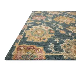 Best Kirklands Home Navy Flora Motif Wool Area Rug, 5x8