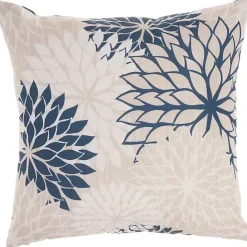 Sale Kirklands Home Navy Floral Chevron Outdoor Throw Pillow Blue