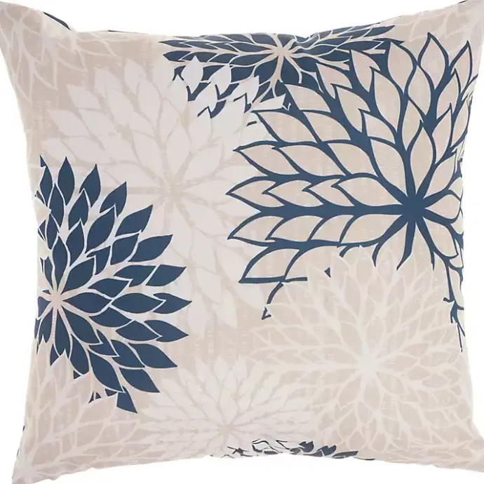 Sale Kirklands Home Navy Floral Chevron Outdoor Throw Pillow Blue