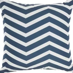 Sale Kirklands Home Navy Floral Chevron Outdoor Throw Pillow Blue