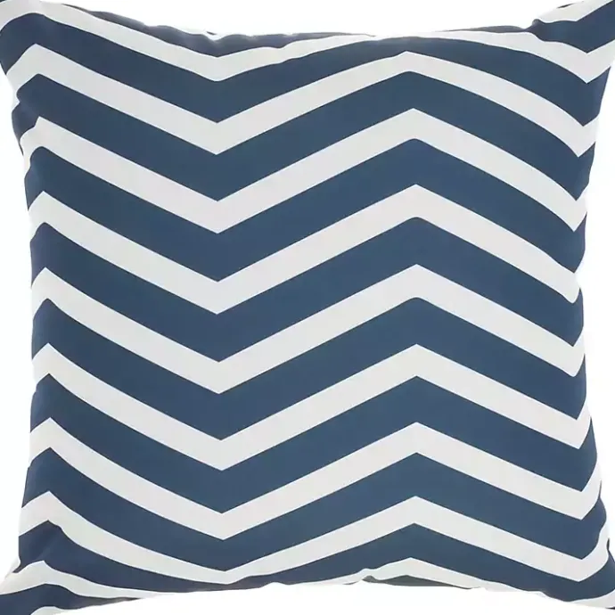Sale Kirklands Home Navy Floral Chevron Outdoor Throw Pillow Blue
