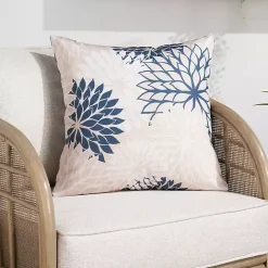 Sale Kirklands Home Navy Floral Chevron Outdoor Throw Pillow Blue