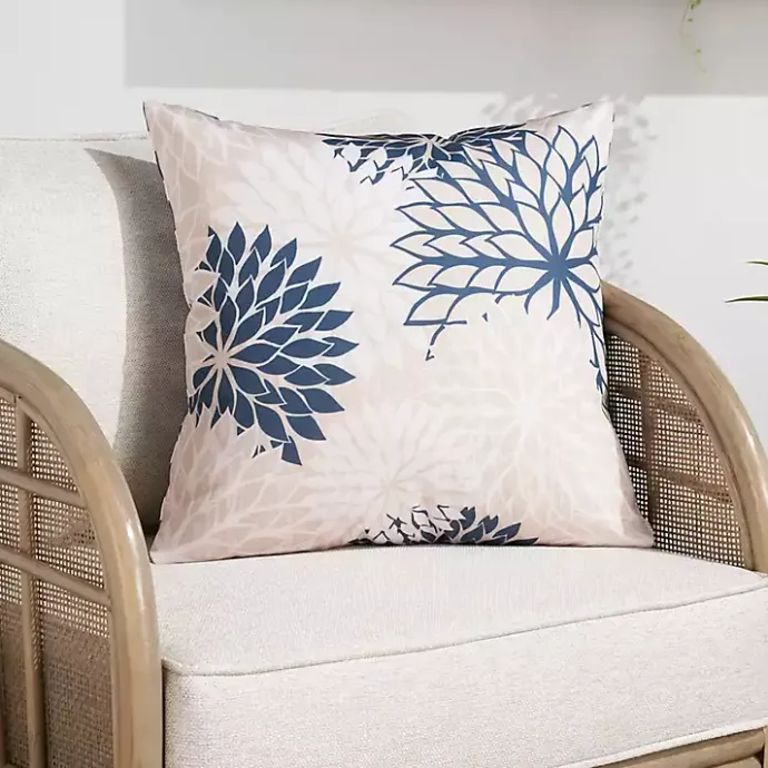 Sale Kirklands Home Navy Floral Chevron Outdoor Throw Pillow Blue