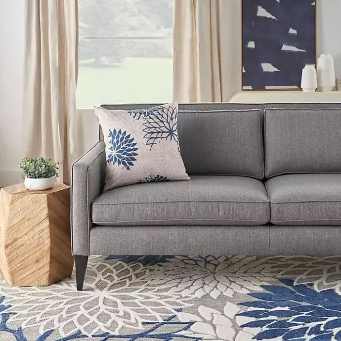 Sale Kirklands Home Navy Floral Chevron Outdoor Throw Pillow Blue