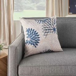 Sale Kirklands Home Navy Floral Chevron Outdoor Throw Pillow Blue