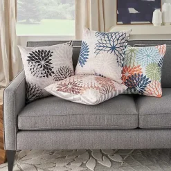 Sale Kirklands Home Navy Floral Chevron Outdoor Throw Pillow Blue