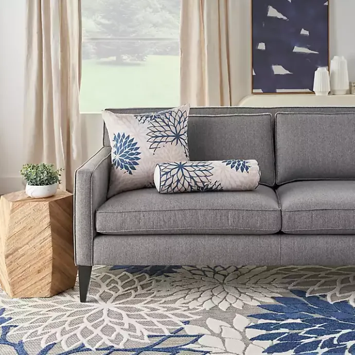 Sale Kirklands Home Navy Floral Chevron Outdoor Throw Pillow Blue